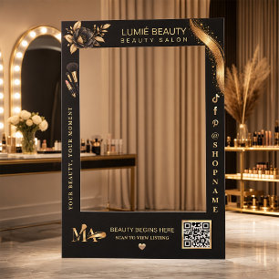Black Gold Makeup Artist Selfie Frame with Logo
