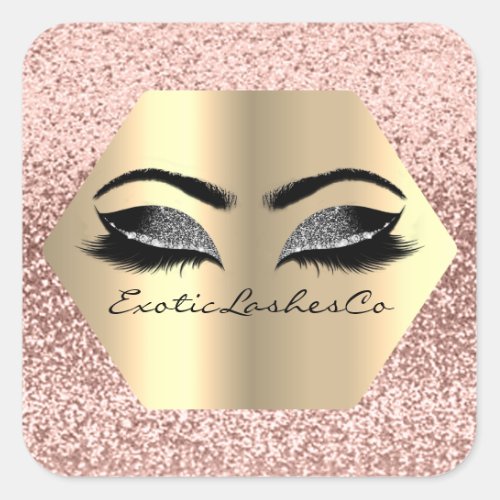 Black Gold Makeup Glitter Hexagonal Rose Eyelash Square Sticker