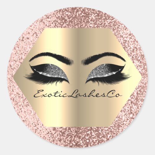 Black Gold Makeup Glitter Hexagonal Rose Lashes Classic Round Sticker