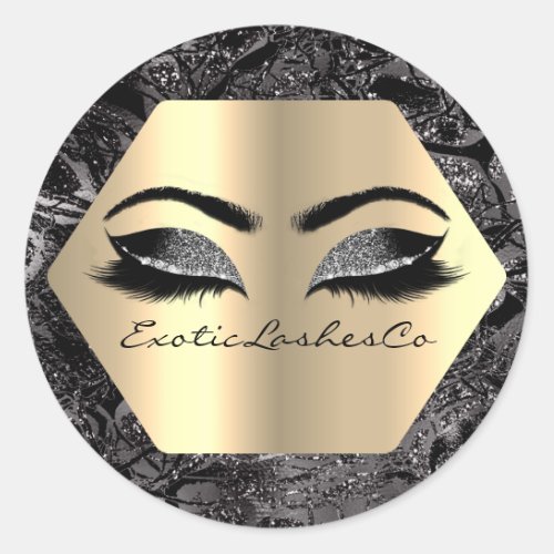 Black Gold Makeup Glitter Hexagonal Round Lashes Classic Round Sticker