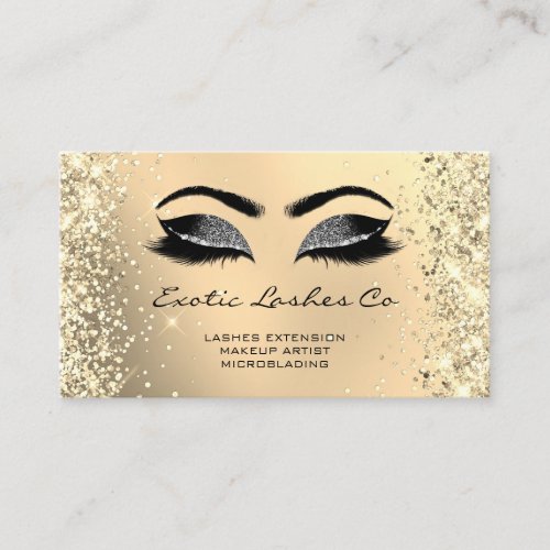 Black Gold Makeup Glitter Lashes Custom Logo QR  Business Card