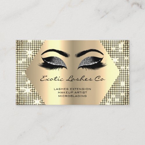 Black Gold Makeup Glitter Lashes Logo Spark QR  Business Card