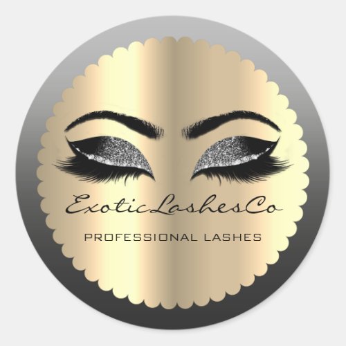Black Gold Makeup Glitter Lashes Packaging Black Classic Round Sticker
