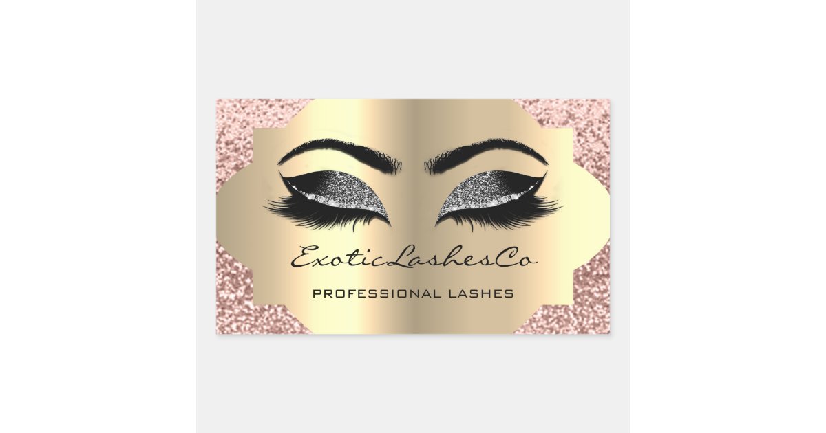 Black Gold Makeup Glitter Lashes Packaging Rectangular Sticker | Zazzle.com