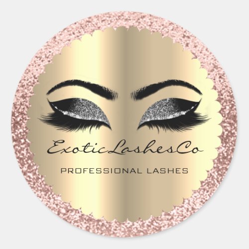 Black Gold Makeup Glitter Lashes Packaging Rose Classic Round Sticker