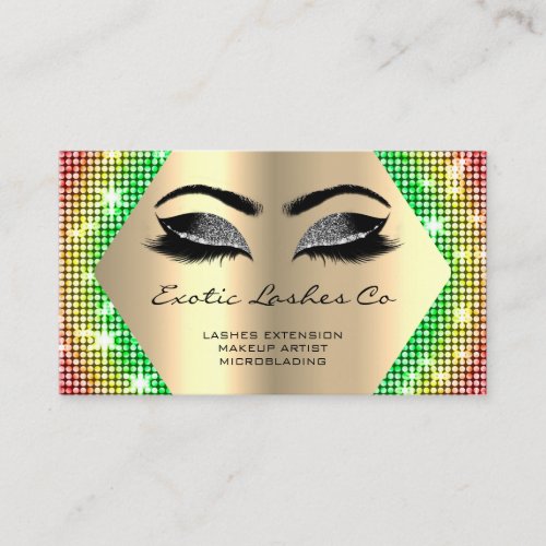 Black Gold Makeup Glitter Lashes Rainbow QR  Business Card
