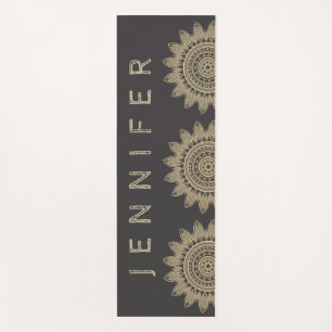 Black Gold Mandala Boho Yoga Mat