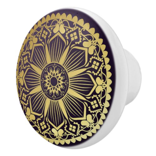 Black  Gold Mandala Ceramic Knob