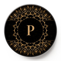 Black gold Mandala Monogram PopSocket