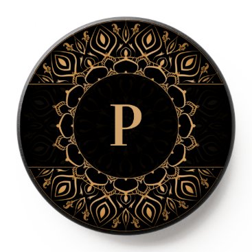 Black gold Mandala Monogram PopSocket