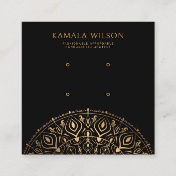 Black Gold Mandala Two Pair Earring Display Card by MG_BusinessCards at Zazzle