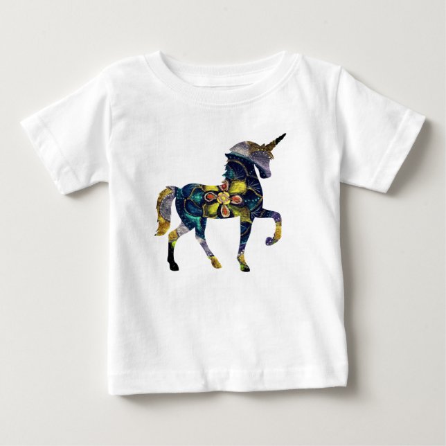Black &  Gold Mandala Unicorn  Art Baby T-Shirt (Front)