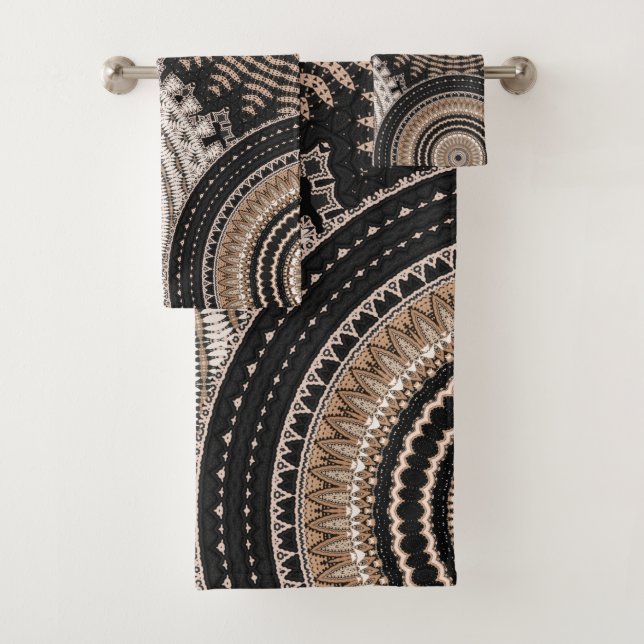 Black Gold Mandalas Bath Towel Set (Insitu)