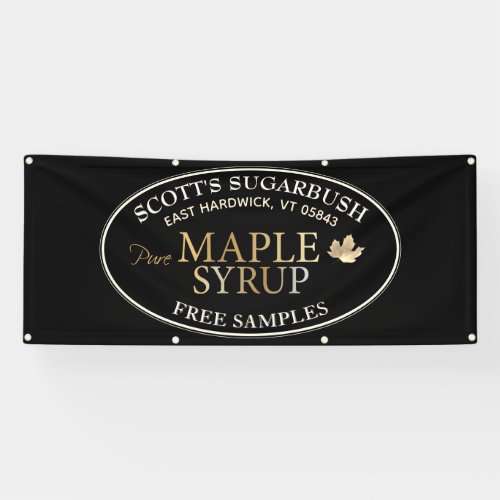 Black  Gold Maple Syrup Gold Leaf Farmers Market Banner