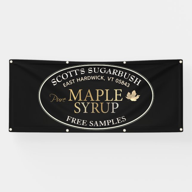 Black & Gold Maple Syrup Gold Leaf Farmer's Market Banner (Horizontal)