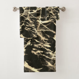 Black & Gold Marble 3 Bath Towel Set