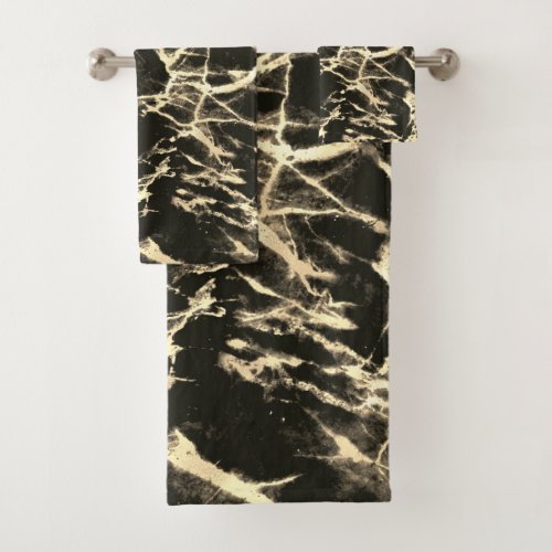 Black  Gold Marble 3 Bath Towel Set