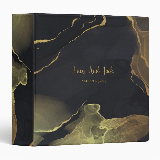 black & Gold Marble  3 Ring Binder (Front/Spine)