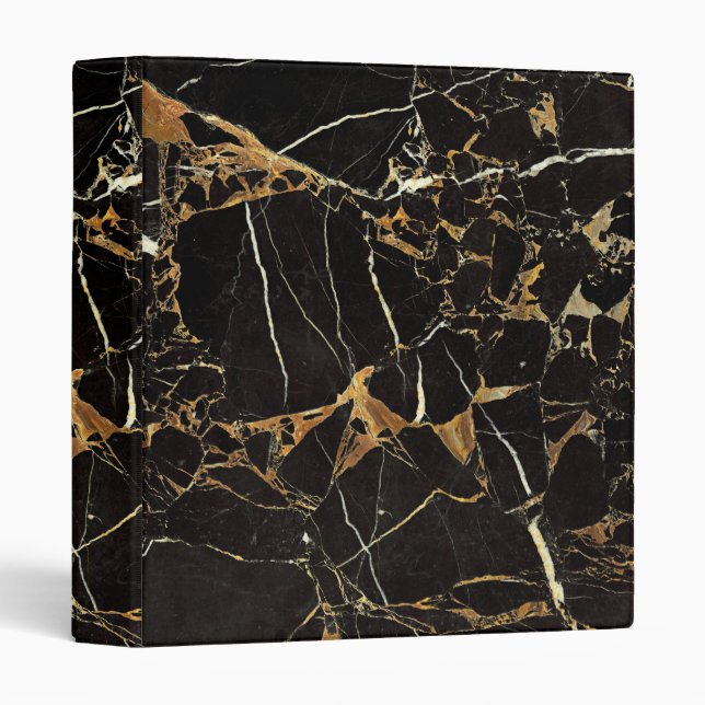 Black Gold Marble - ADD Text if desired 3 Ring Binder (Front/Spine)