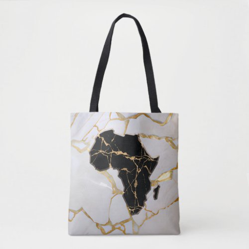 Black  Gold Marble Africa Continent Tote Bag