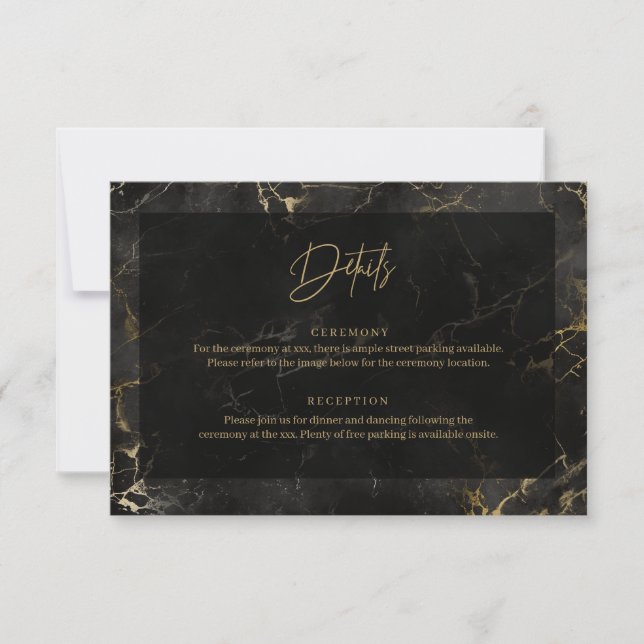 Black gold marble agate details enclosure card (Front)