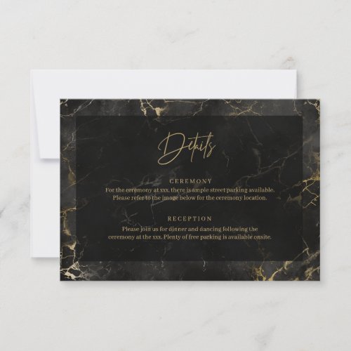 Black gold marble agate details enclosure card