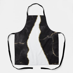 Black Gold Marble Agate Glam Apron