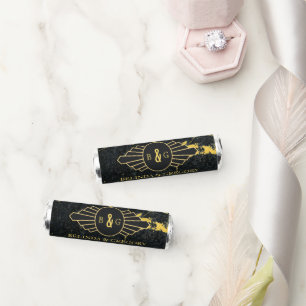 Black Gold Marble Art Deco Wedding Breath Savers® Mints