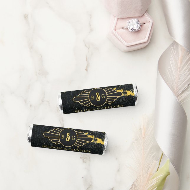 Black Gold Marble Art Deco Wedding Breath Savers® Mints (Wedding)