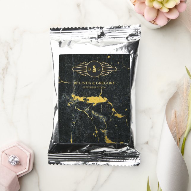 Black Gold Marble Art Deco Wedding  Coffee Drink Mix (Wedding)