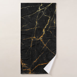 Black gold marble bath towel