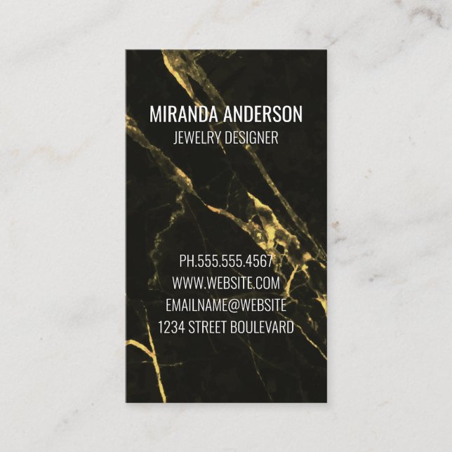 Black Gold Marble Business Card (Front)