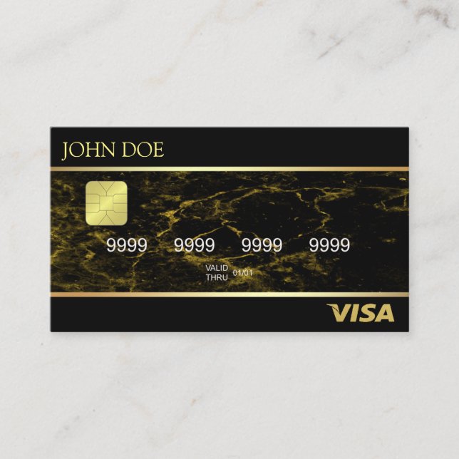 Black Gold Marble Business Card (Front)