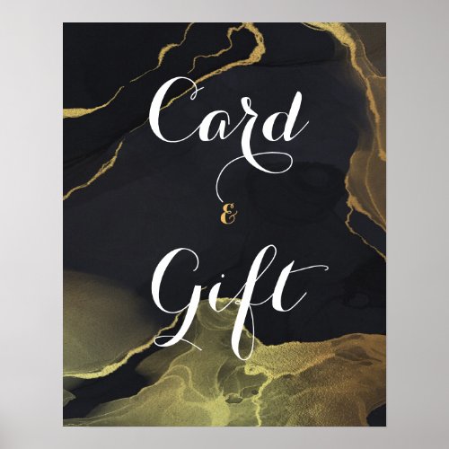black  Gold Marble  Card  Gift Poster