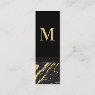 Black Gold Marble Classic Monogram Mini Business Card