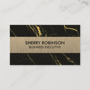 Black Gold Marble Dark Metallic Brushed Business Card