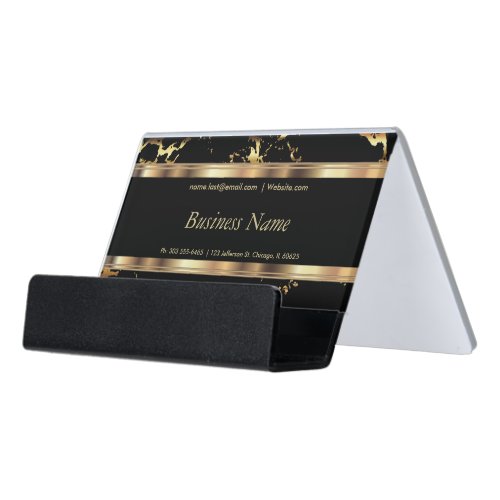 Black Gold Marble Design Desk Business Card Holder