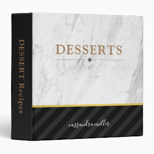 Black Gold Marble Desserts Recipe 3 Ring Binder