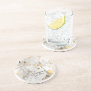 Black Gold Marble Established Personalized Coaster