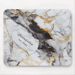 Black Gold Marble Established Personalized Mouse Pad