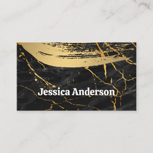 Black Gold Marble  Gold Brushed  Lux Business Card