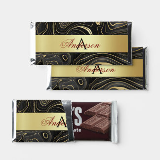 Black & Gold Marble Hershey Bar Favors