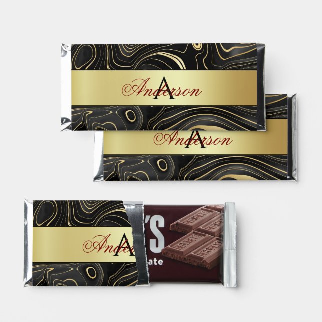 Black & Gold Marble Hershey Bar Favors (Front)