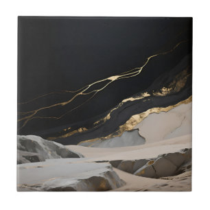 Black Gold Marble Landscape Ceramic Tile