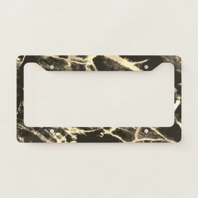 Black & Gold Marble License Plate Frame (Front)