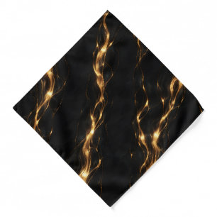 Black & Gold Marble Liquid Pocket Square Bandana