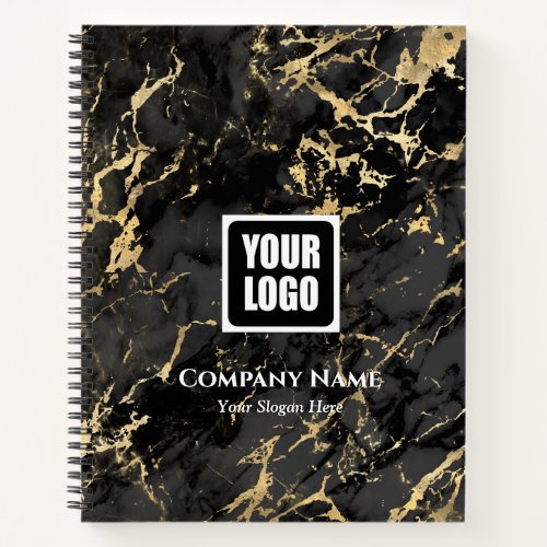 Black  Gold Marble Logo BusName Website Promo Notebook