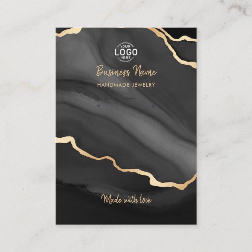 Black Gold Marble Luxury Earrings Display Card