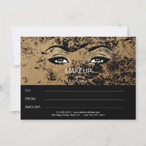Black Gold Marble Makeup Beauty Certificate Gift