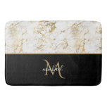 Black  Gold &amp; Marble Monogram Elegant Luxury  Bath Mat at Zazzle
